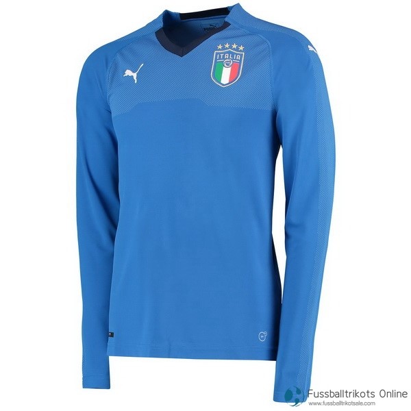 Italien Trikot Heim Manga Larga 2018 Blau Fussballtrikots Günstig